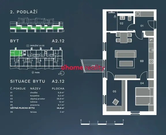 Prodej bytu 3+kk, Olomouc, Okružní, 59 m2