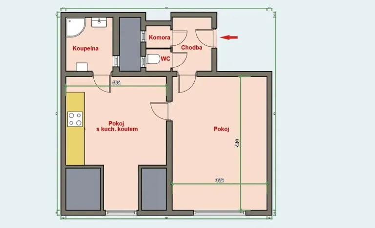 Pronájem bytu 2+kk, Hradec Králové, Letců, 48 m2
