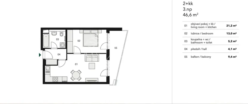 Pronájem bytu 2+kk, Praha - Stodůlky, Bělohlávkova, 56 m2