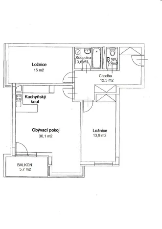Pronájem bytu 3+kk, Praha - Chodov, Mikulova, 82 m2