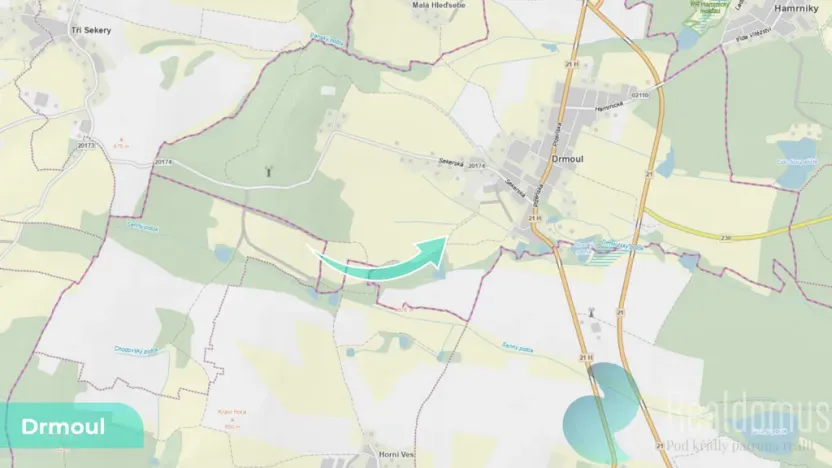 Prodej podílu 1/4 louky, Drmoul, 12559 m2
