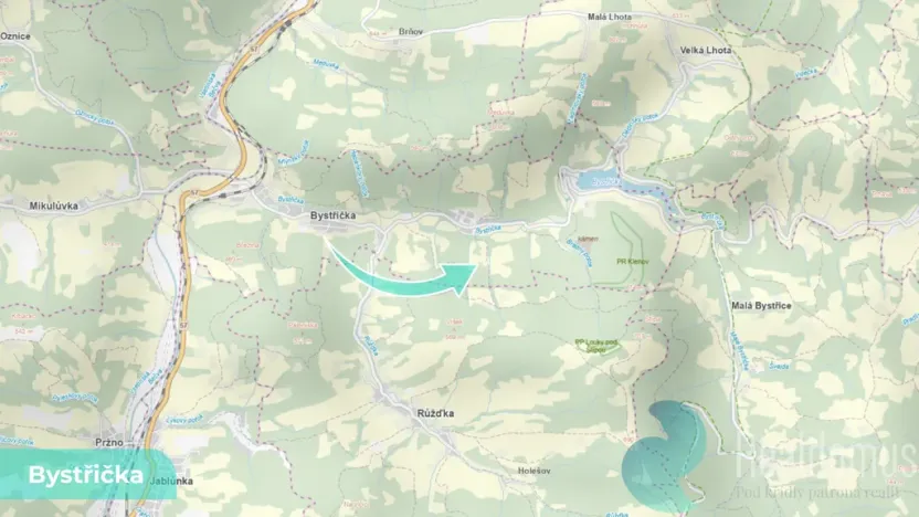 Prodej podílu 4/10 lesa, Bystřička, 16784 m2