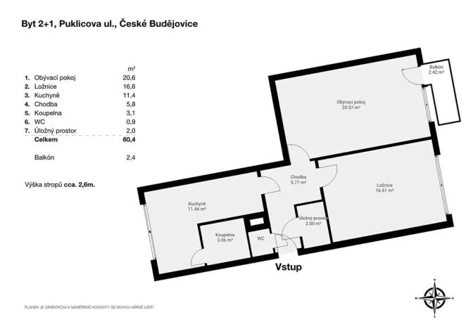 Prodej bytu 2+1, České Budějovice, Puklicova, 64 m2