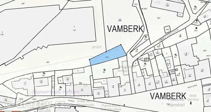 Dražba pozemku, Vamberk, 968 m2