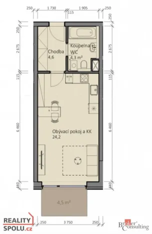 Pronájem bytu 1+kk, Slaný, Lázeňská, 35 m2