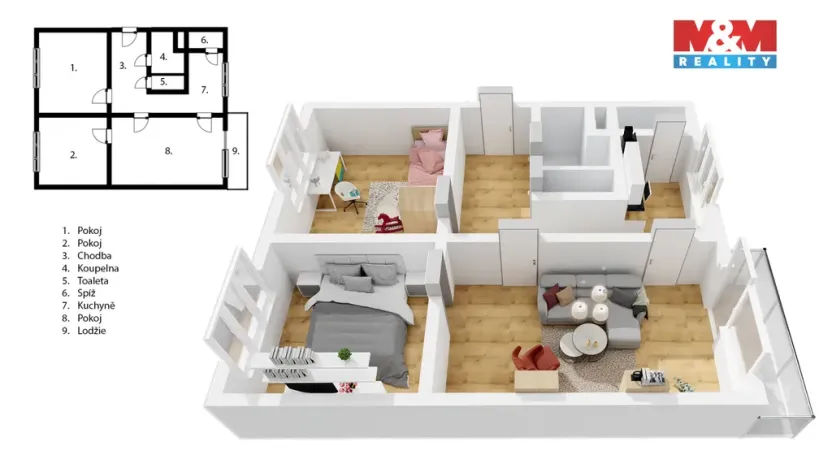 Prodej bytu 3+1, Smidary, Zahradní, 82 m2