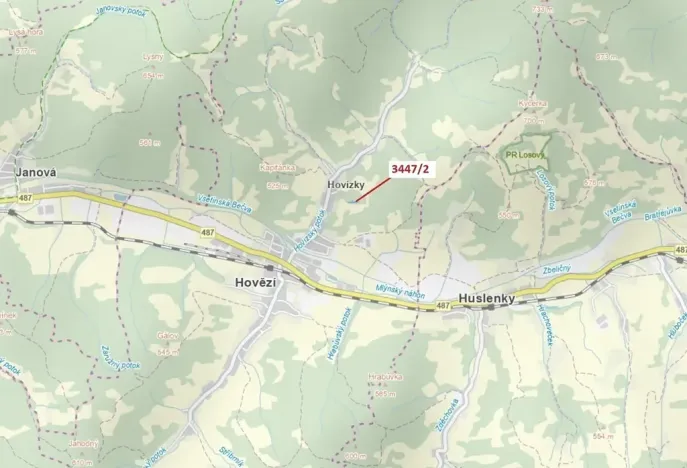 Dražba lesa, Hovězí, 550 m2