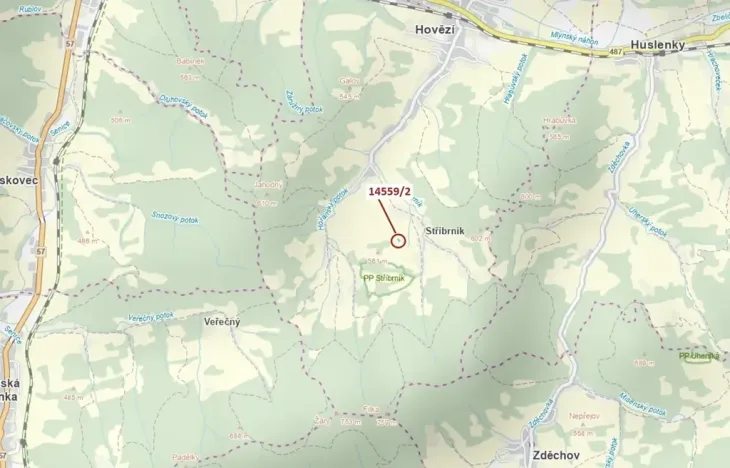 Dražba lesa, Hovězí, 605 m2