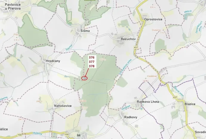 Dražba lesa, Hradčany-Kobeřice, 1703 m2