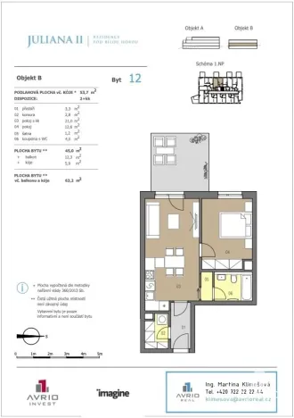 Prodej bytu 2+kk, Brno, Líšeňská, 51 m2
