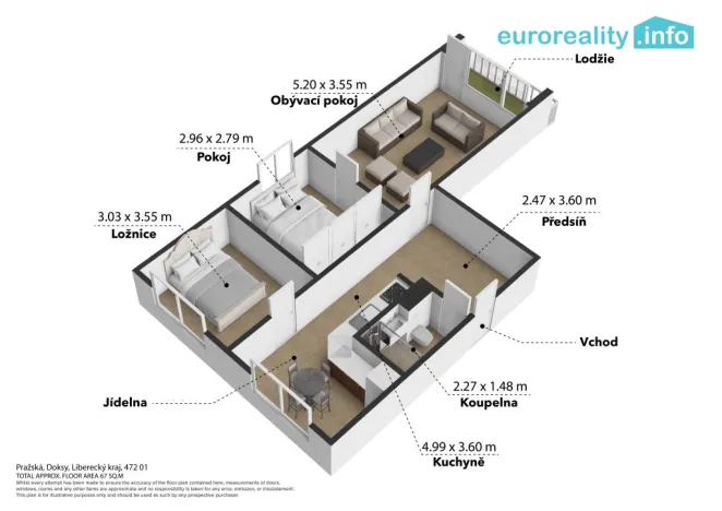 Prodej bytu 3+1, Doksy, Pražská, 64 m2