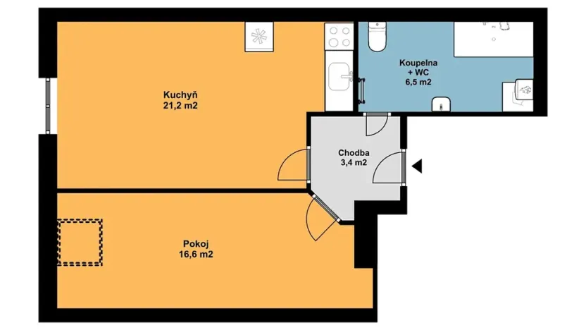 Pronájem bytu 2+kk, Olomouc, Javoříčská, 47 m2