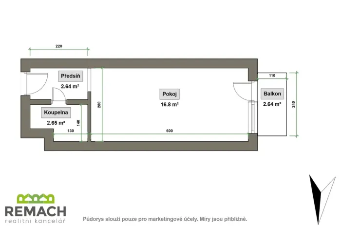Pronájem bytu 1+kk, Uherské Hradiště, Dvořákova, 28 m2