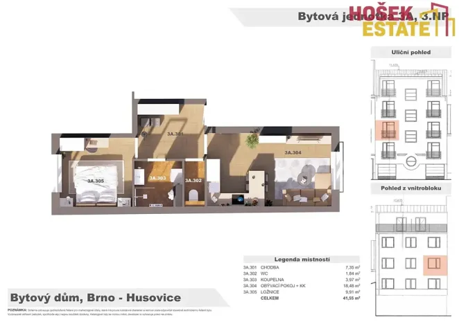 Prodej bytu 2+kk, Brno, Netušilova, 41 m2