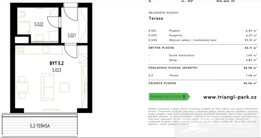 Pronájem bytu 1+kk, Plzeň, Měděná, 33 m2