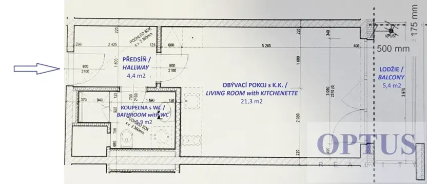 Pronájem bytu 1+kk, Praha - Hloubětín, Poděbradská, 32 m2