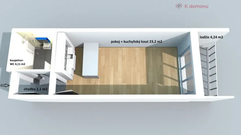 Pronájem bytu 1+kk, Brno, Francouzská, 30 m2