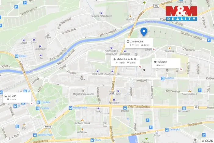 Pronájem bytu 2+1, Zlín, Benešovo nábřeží, 52 m2