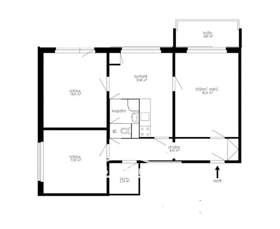 Prodej bytu 3+1, Zlín, 76 m2