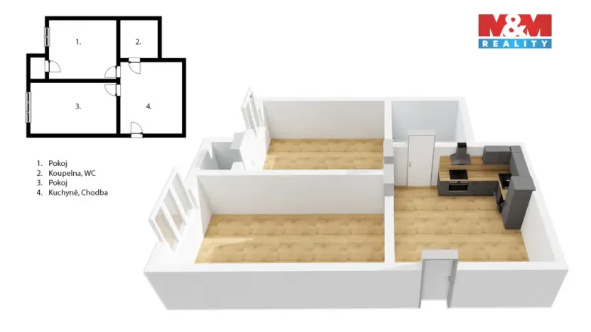 Pronájem bytu 2+kk, Praha - Vinohrady, Boleslavská, 48 m2