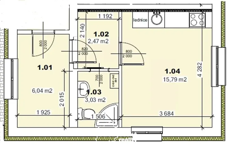 Prodej bytu 1+kk, Mšené-lázně, Mládežnická, 22 m2