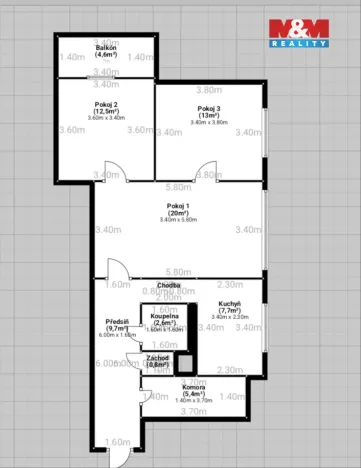 Prodej bytu 3+1, Opava - Předměstí, Krnovská, 72 m2