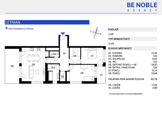 Prodej bytu 3+kk, Praha - Letňany, Vyletalova, 93 m2