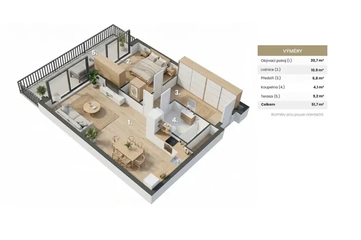 Pronájem bytu 2+kk, Praha - Modřany, Mezi vodami, 53 m2