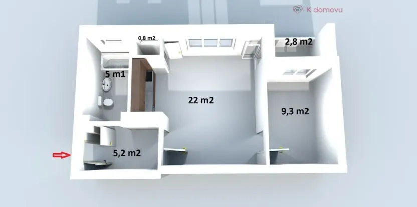 Prodej bytu 2+kk, Brno - Černovice, Zvěřinova, 43 m2