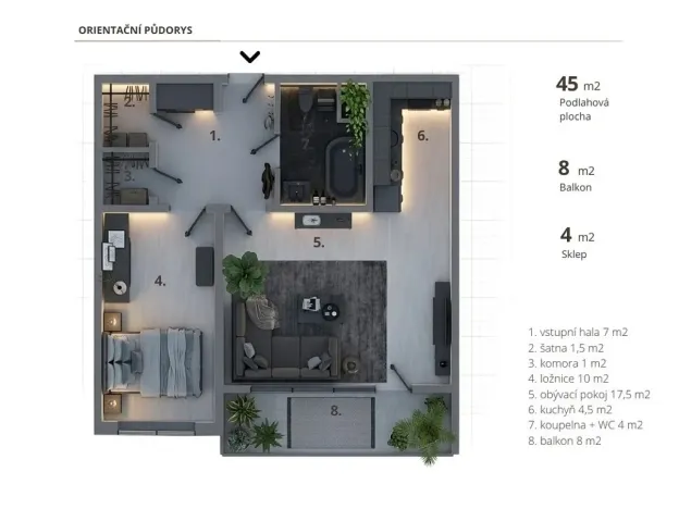 Prodej bytu 2+kk, Brno - Starý Lískovec, Dunajská, 53 m2