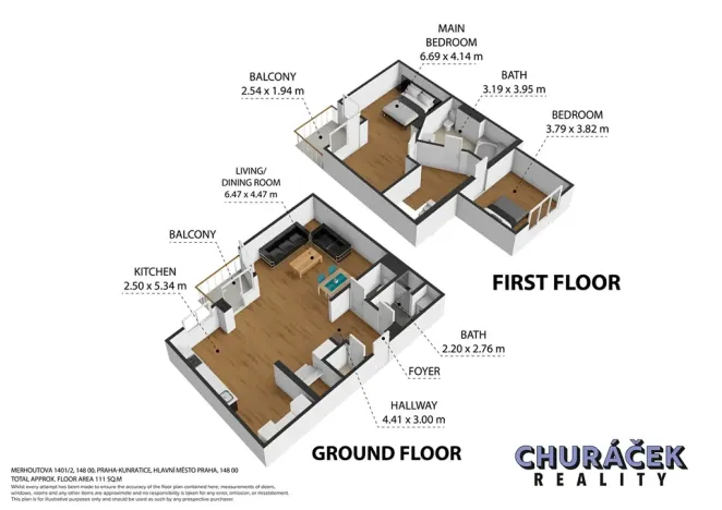 Pronájem bytu 3+kk, Praha - Kunratice, Merhoutova, 114 m2