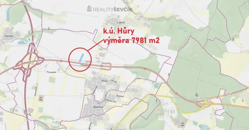 Prodej komerčního pozemku, Hůry, 7981 m2