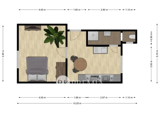 Pronájem bytu 1+kk, Bystřany, Teplická, 39 m2