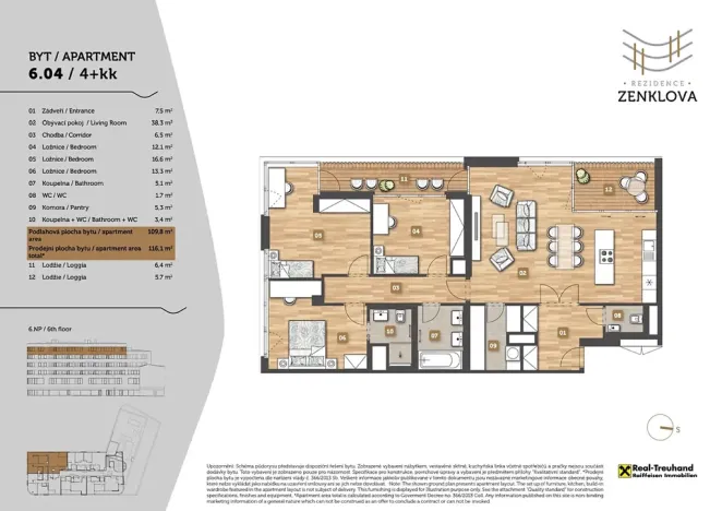 Prodej bytu 4+kk, Praha - Libeň, Zenklova, 116 m2