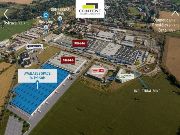 Pronájem výrobních prostor, Uničov, Šumperská, 26430 m2