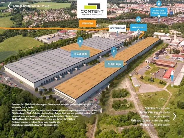 Pronájem skladu, Cheb, Podhradská, 22600 m2
