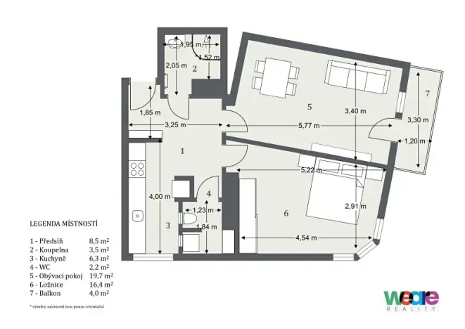 Pronájem bytu 2+1, Praha - Holešovice, U Uranie, 55 m2