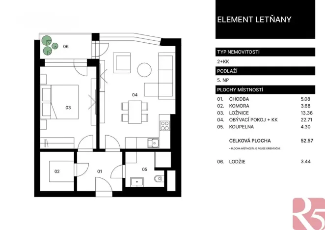 Prodej bytu 2+kk, Praha - Letňany, Tupolevova, 56 m2