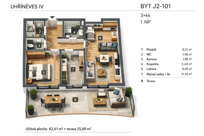Prodej bytu 3+kk, Praha, Ke kříži, 63 m2