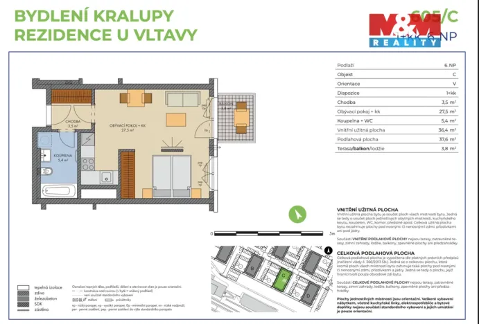Prodej bytu 1+kk, Kralupy nad Vltavou, 42 m2