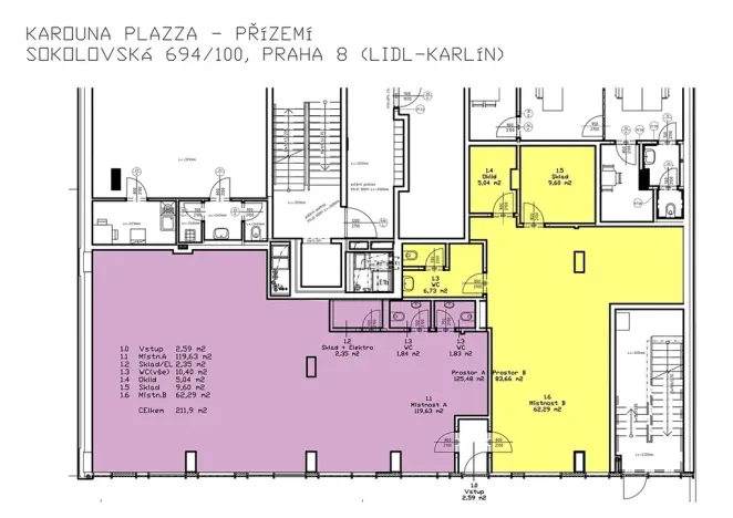 Pronájem obchodního prostoru, Praha - Karlín, Sokolovská, 85 m2