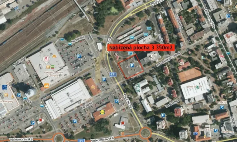 Pronájem komerčního pozemku, Hodonín, Velkomoravská, 3350 m2