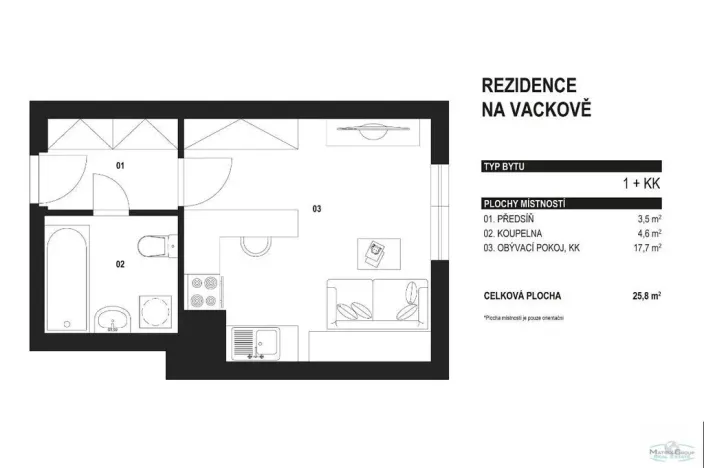 Prodej bytu 1+kk, Praha - Žižkov, Olgy Havlové, 26 m2