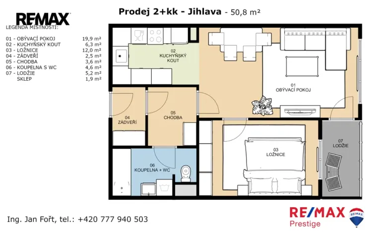 Prodej bytu 2+kk, Jihlava, Poláčkova, 51 m2