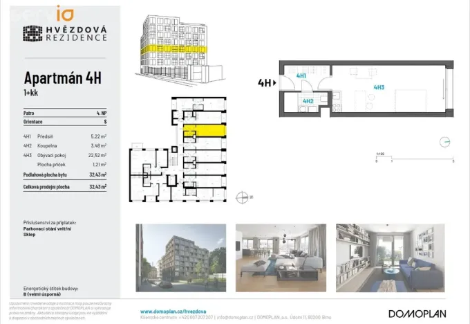 Pronájem bytu 1+kk, Brno, Hvězdová, 32 m2
