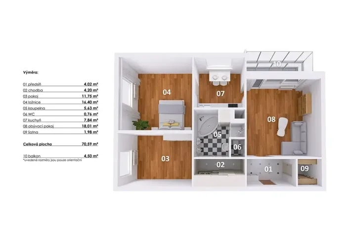 Pronájem bytu 3+1, Praha - Hlubočepy, Pražského, 76 m2