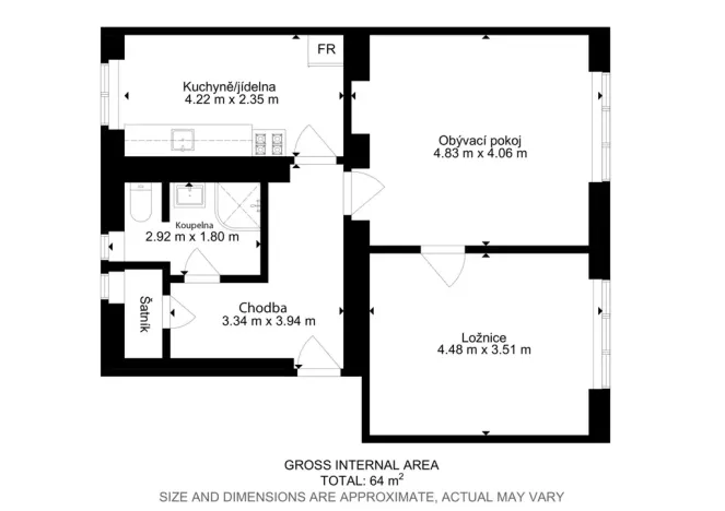 Prodej bytu 2+1, Praha - Dejvice, Šárecká, 56 m2