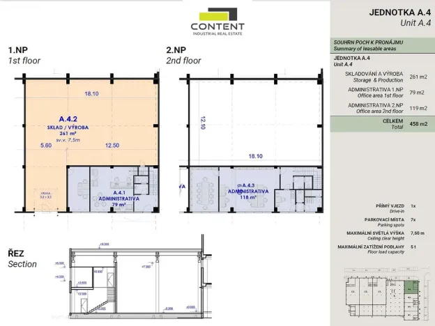 Pronájem skladu, Praha - Malešice, Tiskařská, 458 m2