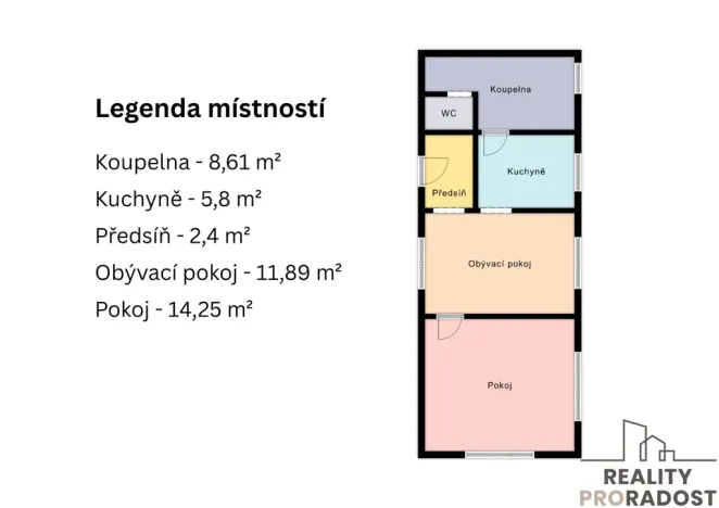 Pronájem bytu 2+1, Hodonín, Kolískova, 43 m2