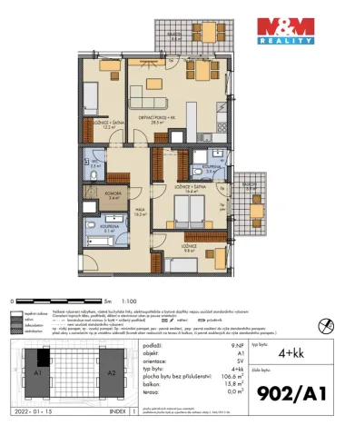 Prodej bytu 4+kk, Praha - Prosek, Nad Krocínkou, 107 m2